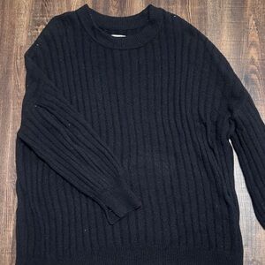 Aerie Black Ribbed Crew Neck Sweater